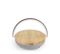 Prixton Enceinte connectée- Speaker Light Lampe LED Multifonction sans Fil Chargeur d'enceinte Bluetooth Contrôle Tactile de l'enceinte Bluetooth 3 Niveaux d'éclairage graduables (Bois)