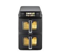 PRIXTON Friteuse à air verticale 10 L avec Double Panier 5 L + 5 L, 2600 W, Air fryer sans huile avec 2 Paniers indépendants, écran LED tactile, 10 Programmes, 80-200 °C, Fenêtre et éclairage