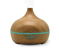 PRIXTON - Humidificateur et diffuseur d'arômes Huile Essentielle pour l'aromathérapie Humidificateur d'air, Réservoir 300 ML, Minuterie 1-3-6 h | Hidra (Bois Clair)