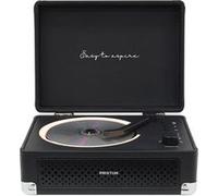 PRIXTON Lecteur CD Portable Bluetooth, Radio FM et AUX, Haut-parleur 6 W, Compatible CD/MP3/WMA, Design Mallette, Couleur Noir