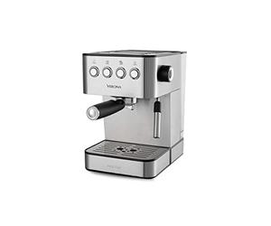 Prixton - Machine à café Expresso Cafetière Automatique Verona avec 20 bars, 850W, Support de sortie double pour 2 cafés et Vaporisateur intégré pour le chauffage et la mousse, Acier inoxydable