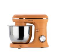 PRIXTON Mixeur pétrisseur KR250 pour pâtisserie, puissance 1500 W, 10 vitesses, bol en acier inoxydable de 5 litres, 3 accessoires, couvercle transparent (Orange)