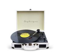 PRIXTON Platine Vinyle VC400, Tourne-Disque Vintage avec Bluetooth, Lecteur et Convertisseur des vinyles, 2 Haut-parleurs intégrés, Design Mallette, 3 Vitesses 33/45/78, Couleur Blanc