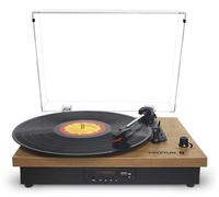 PRIXTON Studio Tourne-disque à entraînement direct Bois, Noir, Transparent Manuel