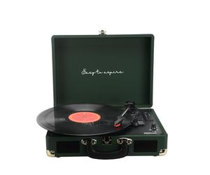 PRIXTON VC400 - Platine Vinyle Vintage - Tourne Disque Vinyle - Lecteur de Musique Via Bluetooth et USB - 2 Haut-parleurs intégrés - Design valisette (Vert foncé)