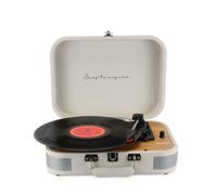 PRIXTON VC600 Tourne-Disque Vinyle Vintage, Lecteur de Musique Bluetooth et USB, 2 Haut-parleurs intégrés Motif Valise (Crème)