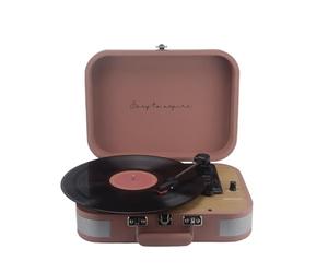 PRIXTON VC600 Tourne-Disque Vinyle Vintage, Lecteur de Musique Bluetooth et USB, 2 Haut-parleurs intégrés Motif Valise (Mocha Mousse)