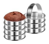 Priyyiu 8 Pcs Cercle Tartelette 4 Pouces Muffin Anneaux Double Anneau en Acier Inoxydable Anneau Rond Cercle a Patisserie pour Crumpets, Dessert, Tartelette