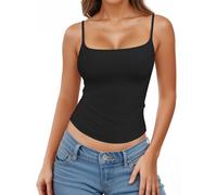 Prizmxed Le débardeur spaghetti pour femme est très élastique et respirant, évacue l'humidité et reste confortable. Crop Top, Noir , XL