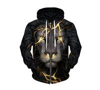 PRJN Lion Lot de 2 sweats à capuche pour homme avec impression numérique 3D à manches longues et impression numérique 3D Grande taille - - Taille M