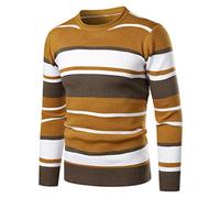 PRJN Pull à col rond pour homme - Manches longues - En coton - Décontracté - En tricot - Col rond - Pour homme - - L