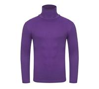 PRJN Pull à col roulé pour homme - Coupe ajustée - En tricot - Col roulé - Violet - M