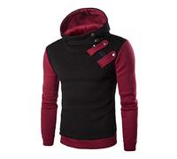 PRJN Sweat à capuche en coton avec fermeture éclair diagonale pour homme - Noir - XL