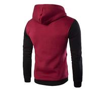 PRJN Sweat à capuche en coton avec fermeture éclair diagonale pour homme - Rouge - XL