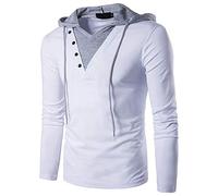 PRJN T-shirt pour homme personnalisé à manches longues avec bloc de couleur - T-shirt à capuche décontracté formel - Chemises de travail boutonnées - T-shirt à capuche à manches longues pour homme,