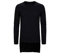 PRJN T-shirt uni à col rond pour homme - T-shirt à manches longues pour homme - T-shirt à manches longues pour homme - Hip Hop - Pull à capuche à manches longues - T-shirt décontracté pour homme -
