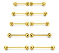Prjndjw Piercing Barbell droit en acier chirurgical 14 g - Anneaux de langue et de téton pour homme et femme - Longueur 12 mm, 14 mm, 16 mm, 18 mm, 22 mm, Métal Plastique, zirconium carré
