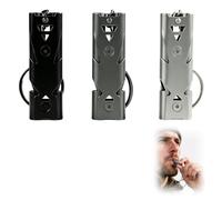 Prloelxe Lot de 3 Sifflets de Secours en Acier Inoxydable - 150 DB avec Porte-clés et Mousqueton - Idéal pour Randonnée, Survie, Urgences, Camping et Entraînement