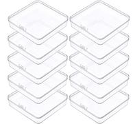 Prmape 10 Pièces Petite Boite de Rangement, 10.5 * 10.5 * 1.8cm Mini Boite Rangement Plastique avec Couvercle, Boite de Rangement Transparente pour Petits Objets et Autres Projets D'artisanat
