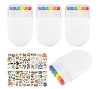 Prmape 4 Pièces Crayon de Maquillage Arc en Ciel, Maquillage Peinture Arc en Ciel, avec 10 Tatouages Autocollants, Make Up Rainbow, Peinture Visage pour Adultes, Enfants, Pride, LGBT, Carnaval