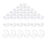 Prmape 50 Pièces Petite Boite de Rangement, 3.5 * 3.5 * 1.8cm Mini Boite Rangement Plastique avec Couvercle, Boite de Rangement Transparente pour Petits Objets et Autres Projets D'artisanat
