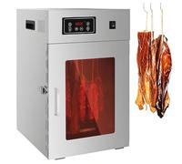 PRMTYUP SéChoir à Viande Et à Fruits 800 W, SéChoir à Viande Rotatif 30-90 ℃, DéShydrateur De Viande SéChéE avec Minuterie NuméRique, avec 14 Crochets Et Bac De RéCupéRation,Argent