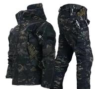 PRMTYUP Veste Et Pantalon Tactiques, Ensemble d'uniforme De Camouflage ImperméAble pour Hommes, Combinaison De Combat Militaire De L'ArméE, Veste Softshell pour Hommes, Uniformes,02,XL