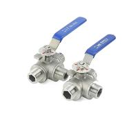 PRNDKYQZ Robinet à Bille à Trois Voies en Acier Inoxydable 1/2, Filetage mâle 3/4 ", 304", Port L/T DN15/DN20/DN25 for Eau, Huile, Air et gaz(T Type,1 inch)