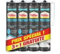 PRO 100 Colle Acrylique de fixation 3 Cartouches +1 Gratuite 380g Colle de fixation jusqu'à 100kg/m² Repositionnable 5-10 min