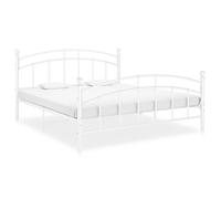 Pro 2655Luxueux Lit Adulte 2 Places - Cadre De Lit Scandinave Structure de lit Design Moderne - Sommier à Lattes Blanc Métal 140x200