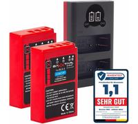 Pro 2X Batterie BLS-5 BLS-50 (véritable 1100mAh) Compatible avec Olympus Om-System-avec 18802 Mini Chargeur Dual-Alimentation par USB-C ou Micro-USB