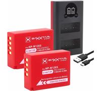 Pro (2X) Compatible avec Batterie Fujifilm NP-W126s (NP-W126)-Mini 1855 LCD Dual Chargeur-(entrée USB-C et MicroUSB)