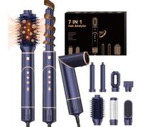 Pro Air Brush Styler 7 en 1 Brosse Soufflante Sèche-cheveux Ionique Haute Vitesse 110,000RPM avec 7 Accessoires de Coiffure Brosse Chauffante Brushing Ensemble de Brosses à Air Chaud, Bleu-saphir