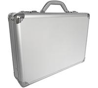 Pro aluminium grand mallette d'ordinateur portable attaché case rembourré, argent