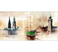 Pro-Art-Bilderpalette g1297g Tableau Mural Impression giclée Motif Hambourg 100 x 50 cm, Multicolore, 120 x 60 cm