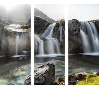Pro-Art-Bilderpalette gLA1211C-dT baumwipfel Tableau triptyque sous Verre Motif Black and White Waterfall Multicolore