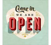 Pro-Art-Bilderpalette gla927d Come in we are Open Cadre Mural en Verre avec Texte en Langue Anglaise Dimensions 20 x 20 cm