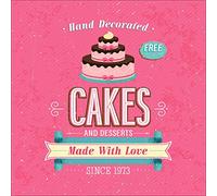 Pro-Art-Bilderpalette gla932d Cakes Made with Love Cadre Mural en Verre avec Texte en Langue Anglaise Dimensions 20 x 20 cm