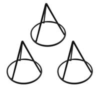 Pro Bamboo Kitchen Lot de 3 supports de semences hydroponiques triangulaires coniques en métal pour le jardinage, le jardinage, la plantation et la culture, accessoires de conteneur noir