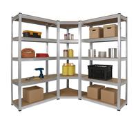 Pro&Basics Étagère d'angle en 3 parties + 2 étagères pour charges lourdes - 180 x 90 x 40 cm - Charge maximale : 2625 kg