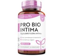 Nutravita Pro Bio Intima - Probiotiques pour Femmes - 40 Milliards d’UFC, Probiotique à 5 Souches avec Canneberge et Vitamine B6 - Cultures Bio pour la Flore Intime Féminine - 60 Gélules Véganes