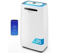 Pro Breeze Deshumidificateur d Air 20L/jour Connecté/Wi-Fi avec affichage numérique de l'humidité, mode nuit, vidange continue, séchage linge et minuteur 24h - Idéal humidité et condensation