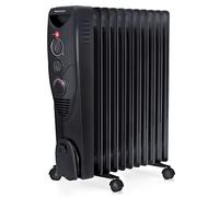 Pro Breeze Radiateur à bain d'huile 2500W, 11 éléments - Chauffage électrique portable avec Minuterie intégrée, 3 niveaux de chaleur, Thermostat réglable, Caractéristiques de sécurité intégrées - Noir