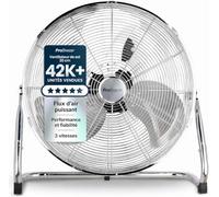 Pro Breeze Ventilateur de Sol 30,5 cm - 50W, 3 Vitesses, Tête Inclinable, Pales Inox, Brasseur d'Air Puissant pour Chambre, Salon, Bureau, Atelier & Chantier