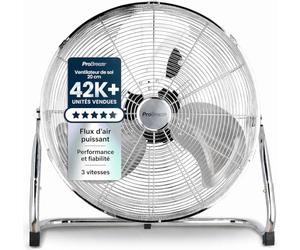 Pro Breeze Ventilateur de Sol 30,5 cm - 50W, 3 Vitesses, Tête Inclinable, Pales Inox, Brasseur d'Air Puissant pour Chambre, Salon, Bureau, Atelier & Chantier