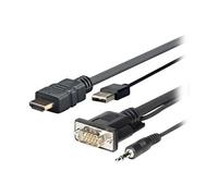 Pro - Câble HDMI - HDMI mâle pour USB, HD-15 (VGA), mini-phone stereo 3.5 mm mâle - 2 m