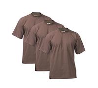 Pro Club Lot de 3 t-shirts à manches courtes et col rond en coton épais pour homme, marron, Taille M