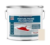 PRO COM Peinture piscine béton, peinture polyuréthane pour piscine et bassin, étanche et souple, béton, enduit, ciment 10 litres