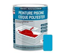 PRO COM Peinture piscine coque polyester, béton, peinture piscine polyuréthane étanche et souple, haut de gamme 3 Kg
