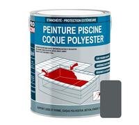 PRO COM Peinture piscine coque polyester, béton, peinture piscine polyuréthane étanche et souple, haut de gamme 3 Kg